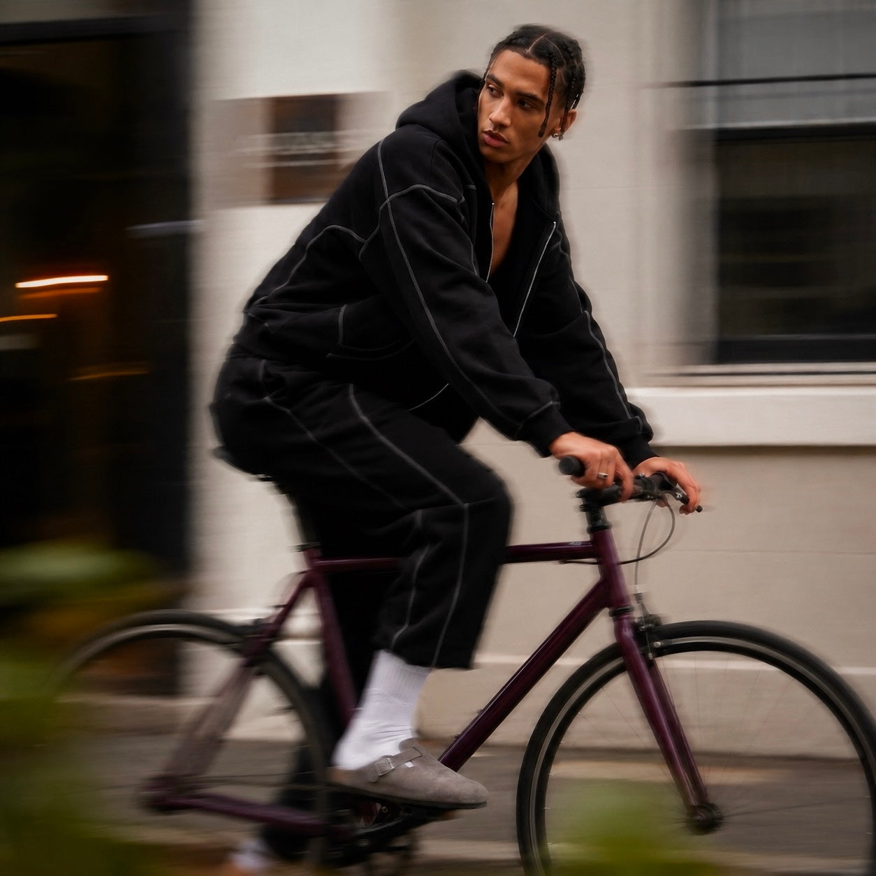 Heve クラウドブルゾン Black 黒 SVBSUIT Flow Drop-Shoulder Zip Hoodie – SVBFLOR