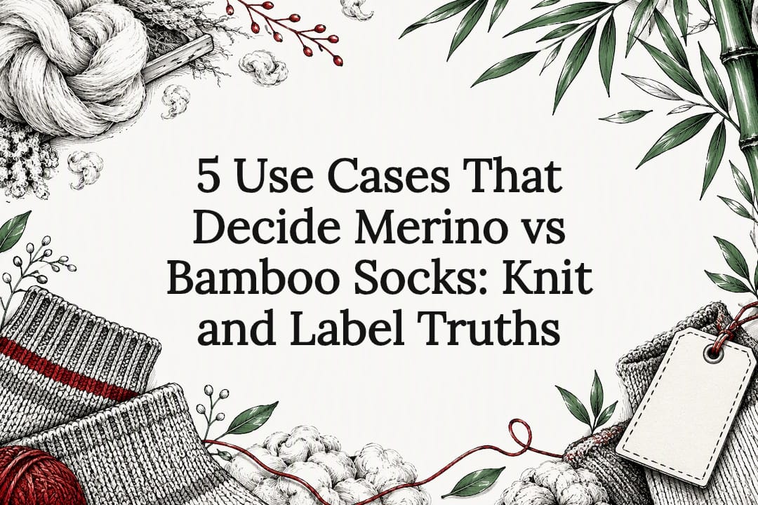 Decorative merino and bamboo sock title card