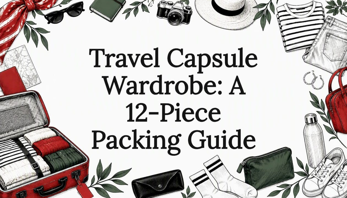 Sketch accents framing a travel capsule title