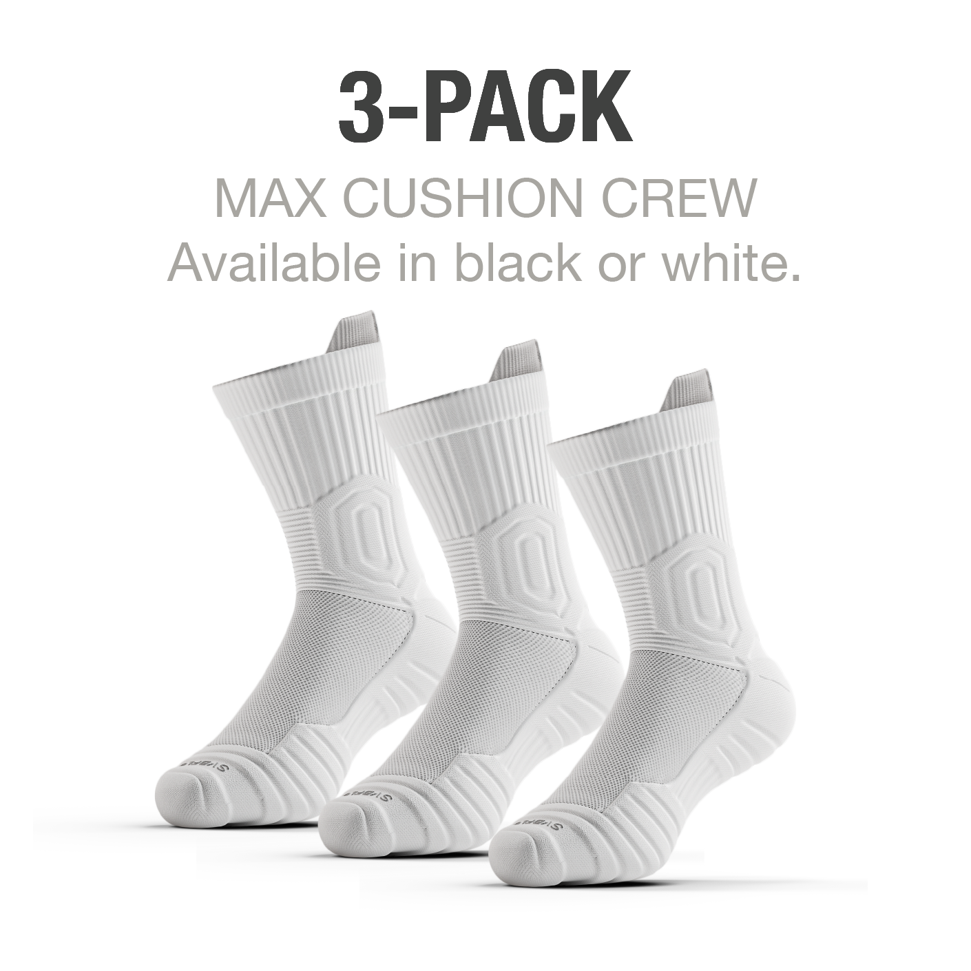 Three white crew SVBFLOR socks shown as a 3-pack on a clean white background, Cloudfusion