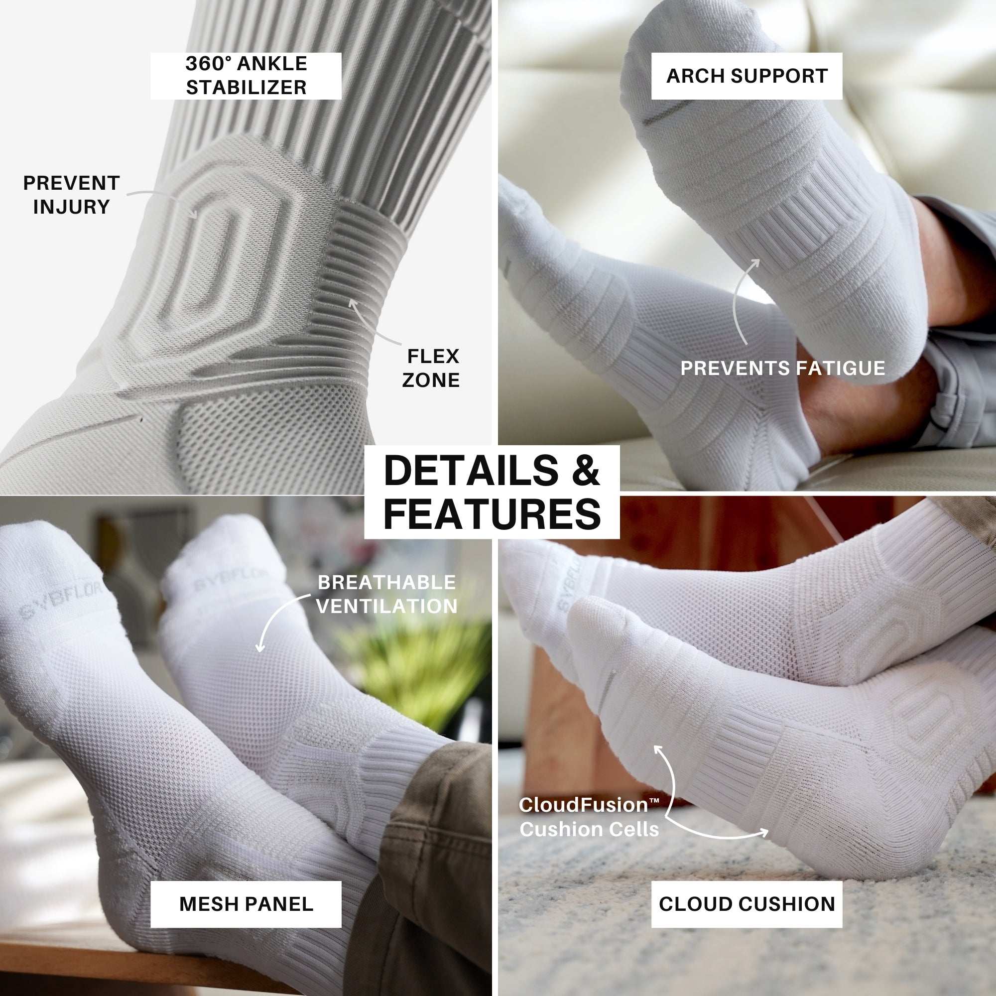 CloudFusion Athletic Cushioned Crew Socks - Summer – SVBFLOR