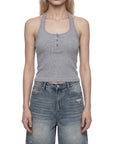 Ribbed Henley Tank Top