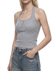 Ribbed Henley Tank Top
