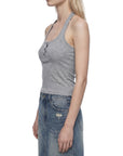 Ribbed Henley Tank Top